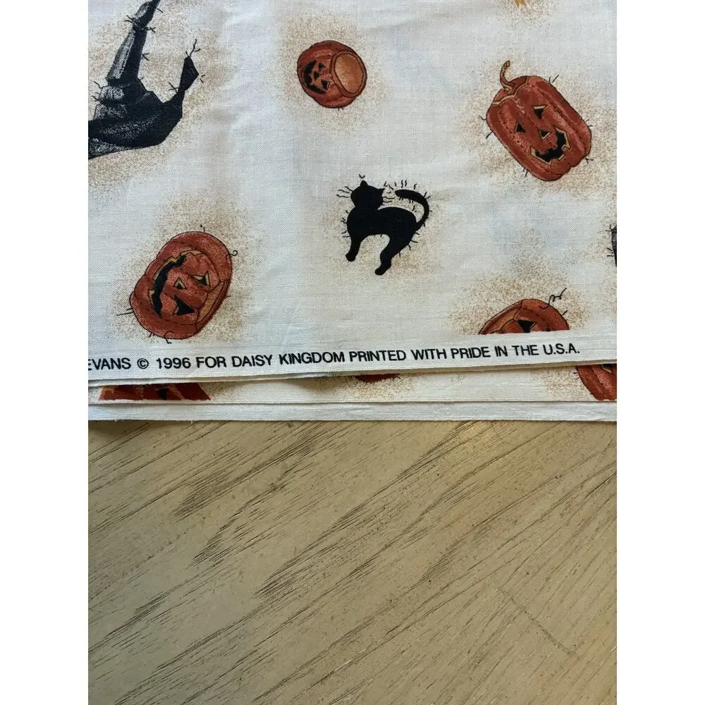 Daisy Kingdom Broomzelda witch Pumpkin Cat fabric cotton 72”x45” Halloween 1996